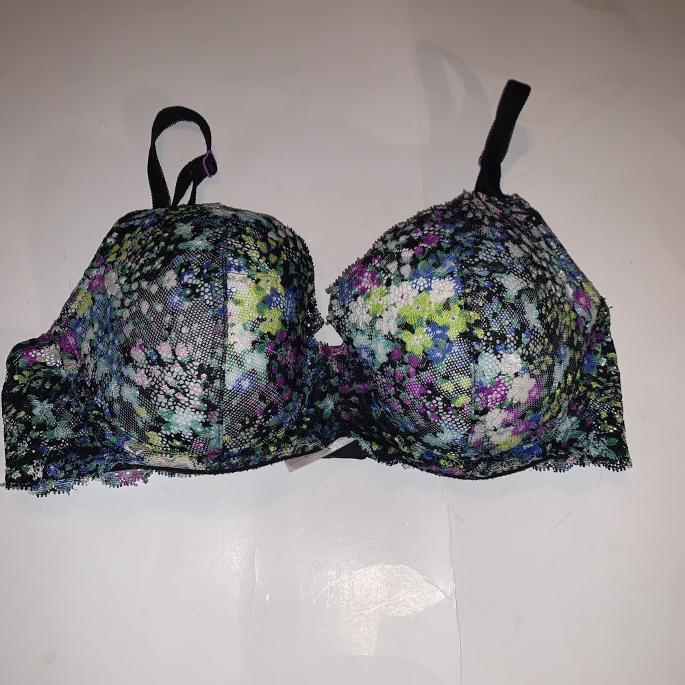 Victorias Secret Dream Angels Lined Demi 34D Bra Floral Lace Multi-Color